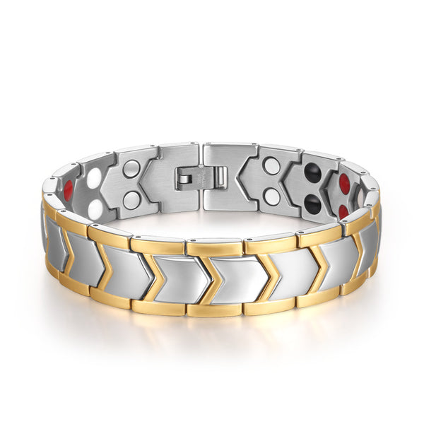 Pulsera Magnética Dorada de Doble Hilera