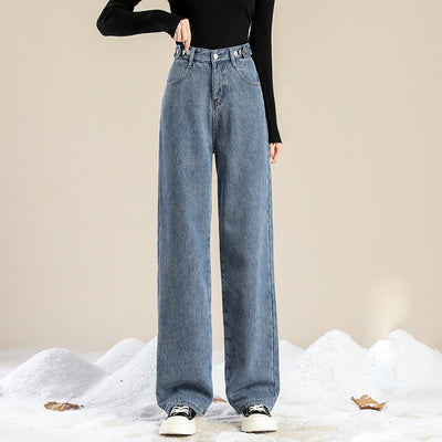 Jeans Casual de Cintura Alta Plus Size con Forro de Velvet - Image 8