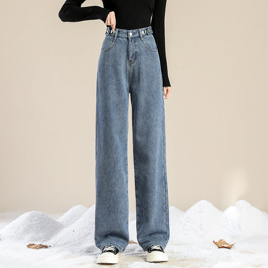 Jeans Casual de Cintura Alta Plus Size con Forro de Velvet - Image 8