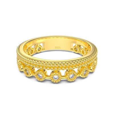 Anillo Cerrado Doble Fila Estilo Bosque de Diamantes - Image 6