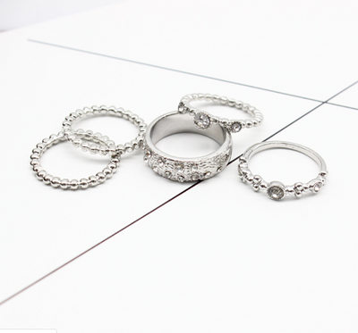 Set de 5 Anillos Apilables Estilo Bohemio en Tono Oro Rosa - Image 24