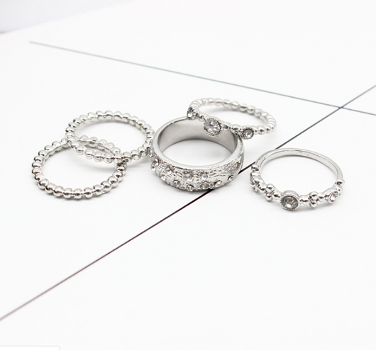 Set de 5 Anillos Apilables Estilo Bohemio en Tono Oro Rosa - Image 24