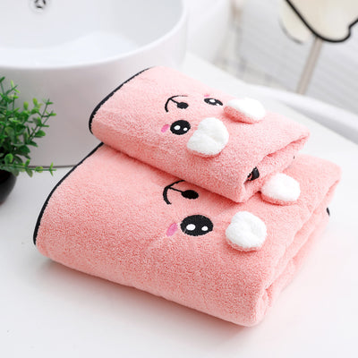 Juego de Toallas de Baño Coral Velvet con Diseño Orejas de Conejo y Koala - Set Regalo - Image 6