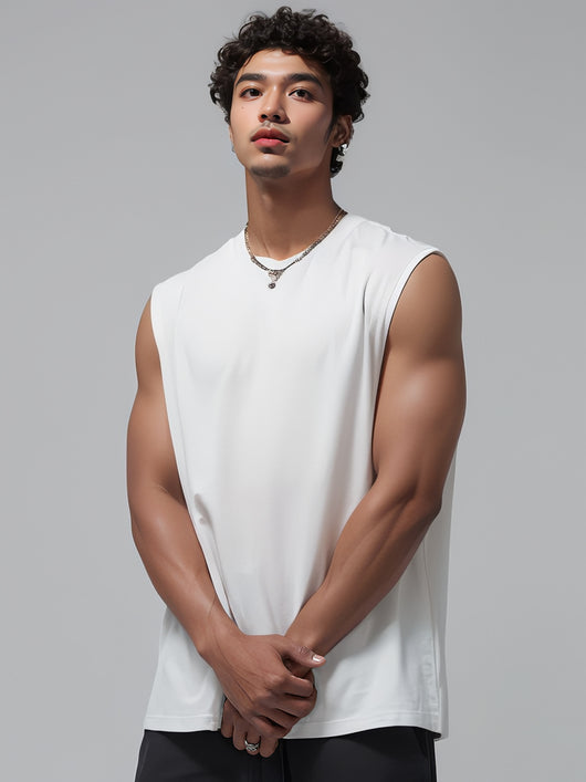 Camiseta Suelta sin Mangas para Hombre - Diseño Liso y Versátil - Image 6