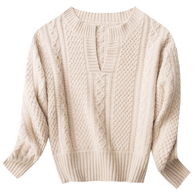 Suéter Suelto con Cuello en V y Textura Retorcida - Colección Otoño - Image 9
