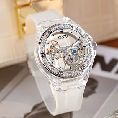Reloj Mecánico para Mujer con Strass y Correa de Silicona - Image 7