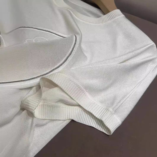 Suéter Tejido Corto para Mujer con Patrón de Cuentas - Diseño Industrial Moderno - Image 5