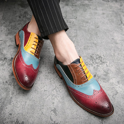 Zapatos Brogues Estilo Británico con Cordones y Detalles en Contraste para Hombre - Image 11