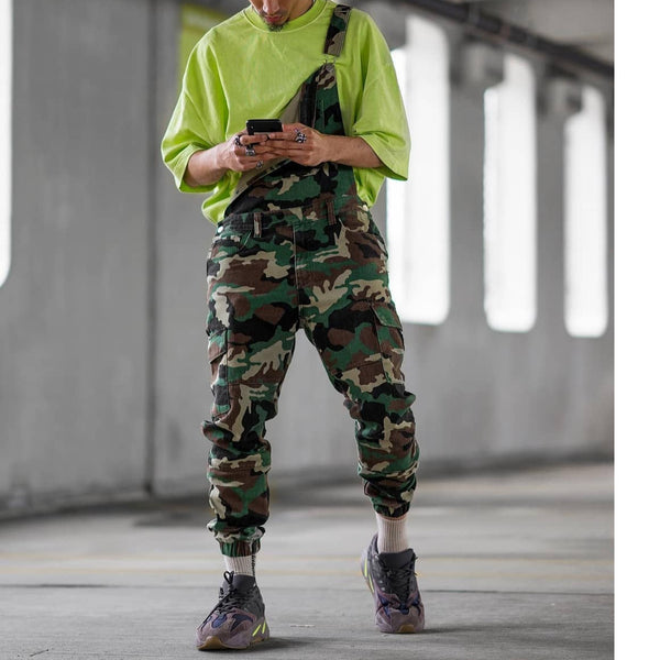 Pantalones con Tirantes de Camuflaje para Hombre