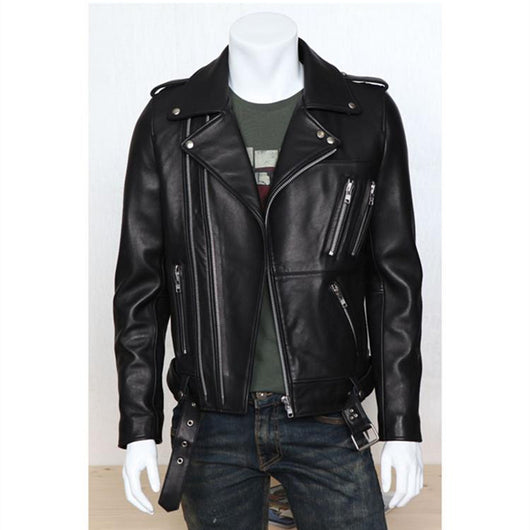 Chaqueta de Cuero Lavado con Cierres Múltiples - Image 2