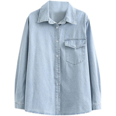 Camisa Denim Manga Larga con Bolsillo