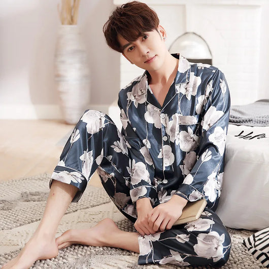 Pijamas de Seda para Parejas - Manga Larga Fresca y Cómoda - Image 10