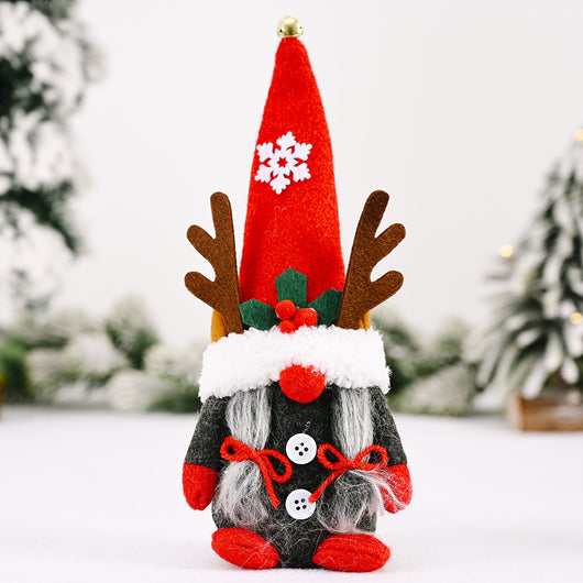 Adorno Navideño Muñeca Anciano Bosque con Gorro Tejido de Copo de Nieve - Image 49
