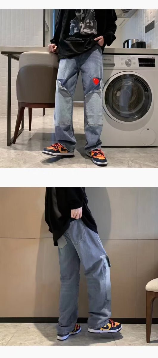 Jeans Vintage Americano con Parches para Hombre - Estilo Trendy - Image 20