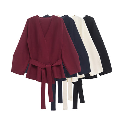Blusa Tejida Larga con Cinturón para Mujer - Elegancia Moderna