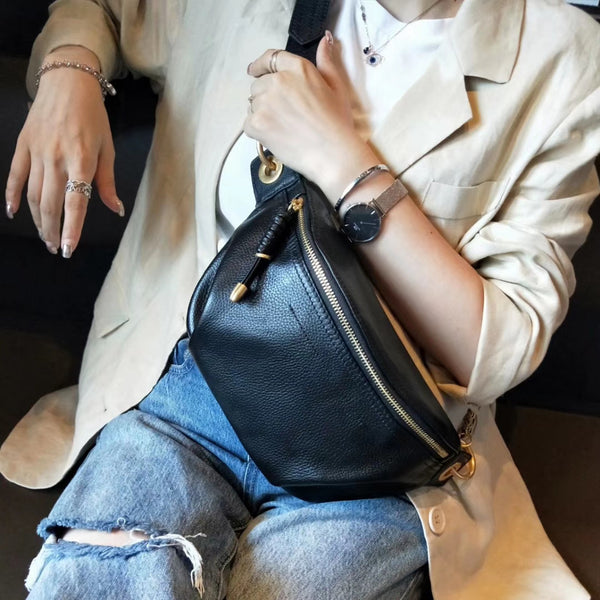 Bolso Bandolera de Cuero Genuino con Correa Ancha Ajustable