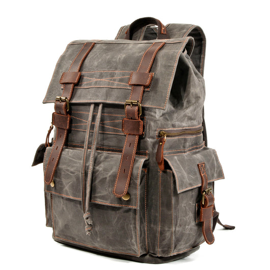 Mochila de Viaje y Montaña en Lona Encerada con Cuero - Image 7
