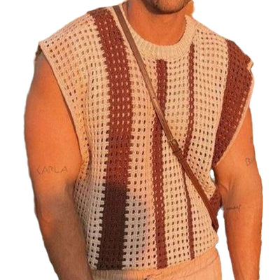Playera Hueca Tejida a Rayas para Hombre - Image 5