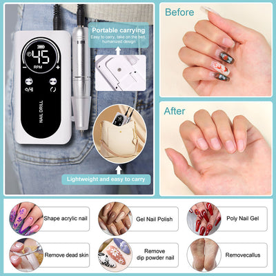 Máquina Pulidora de Uñas Eléctrica Recargable V2 - Kit Completo de Nail Art - Image 3