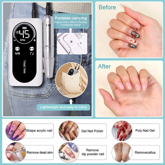 Máquina Pulidora de Uñas Eléctrica Recargable V2 - Kit Completo de Nail Art - Image 3