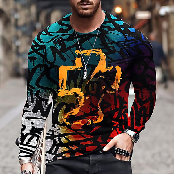 Playera Estampada Cuello Redondo Manga Larga para Hombre