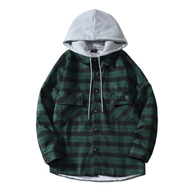 Chamarra Cuadros con Capucha - Estilo Casual Holgado para Hombre - Image 4
