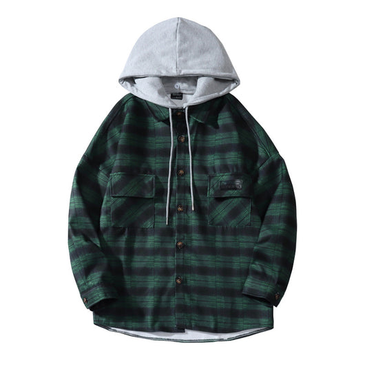 Chamarra Cuadros con Capucha - Estilo Casual Holgado para Hombre - Image 4