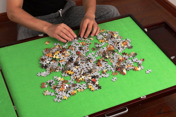 Mesa Plegable para Puzzles de 1000 Piezas con Almacenamiento y Tapete