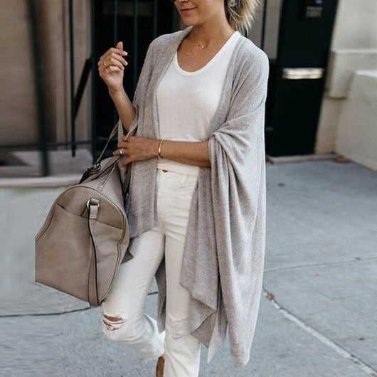 Cardigan Suelto de Punto con Dobladillo Irregular para Mujer - Image 5