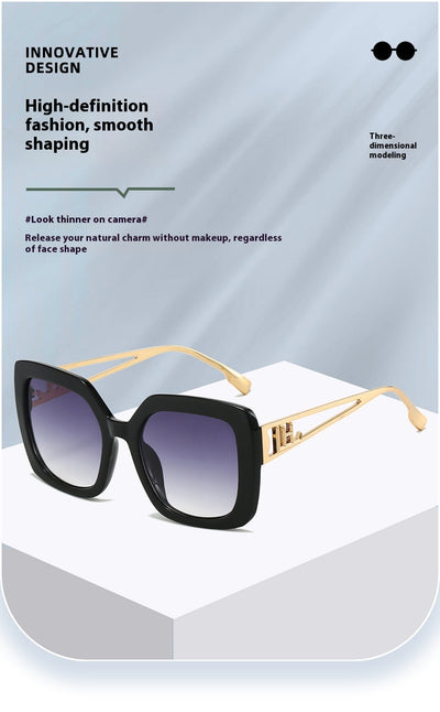 Women's square fashion sunglasses with red and green gradient tortoise shell frames and gradient purple-to-yellow lenses. - Image 25
