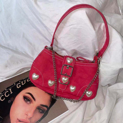 Bolso Baguette Rojo Retro Love - Bandolera Axilas - Image 10