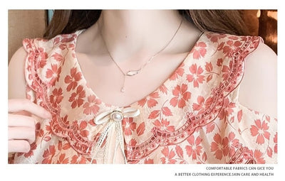 Blusa Chiffon Floral Hombro Descubierto - Camisa Romántica de Manga Corta - Image 19