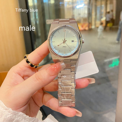 Reloj de Pareja Cuarzo Azul Hielo con Calendario - Image 8