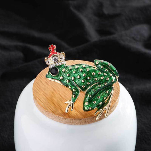 Broche Rana Corona con Diamante y Gota de Aceite - Image 5