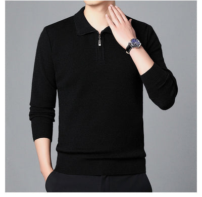 Suéter de Lana 100% Premium con Cuello Solapa - Manga Larga Tejida para Hombre - Image 36