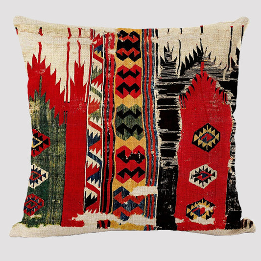 Almohada Reversible Étnica de Lino Bohemio Doble Cara