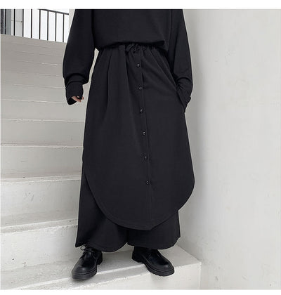 Pantalones Anchos para Hombre con Botones Superpuestos en Negro - Image 16