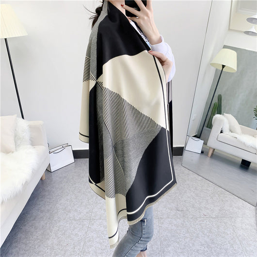 Bufanda Geométrica Reversible de Imitación Cashmere - Image 5