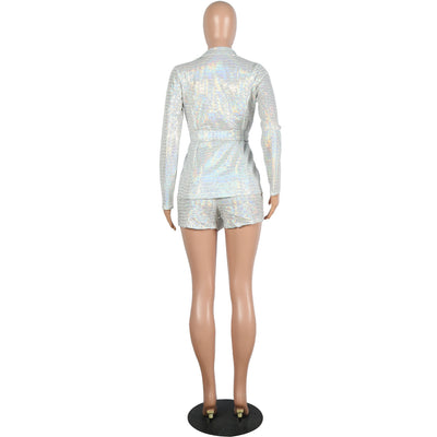 Traje Dos Piezas Largo con Lentejuelas Doradas y Estampado para Discoteca - Image 4