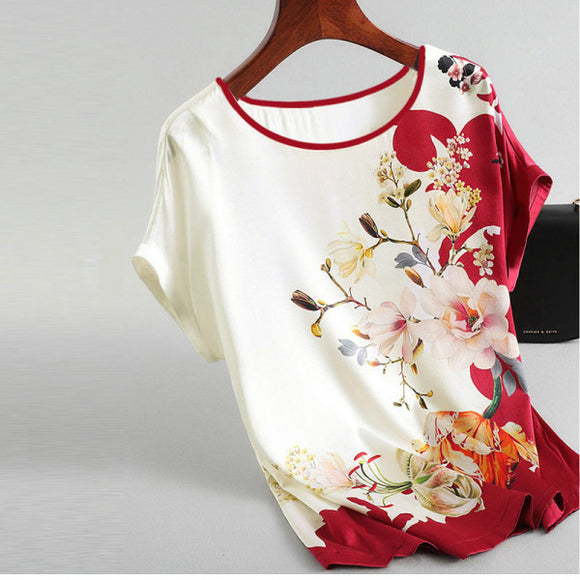 Blusa Suelta de Manga Corta para Mujer Talla Grande