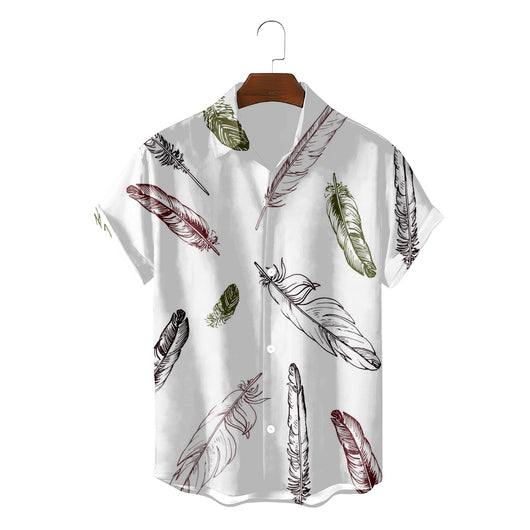 Camisa Suelta de Plumas para Hombre - Estilo Vacaciones Playa - Image 10