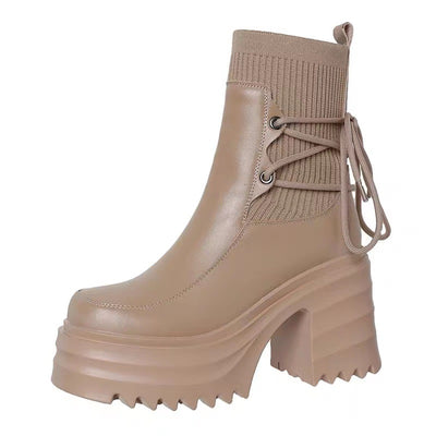 Botas Martin Estilo Británico con Suela Gruesa y Tejido para Mujer - Image 5