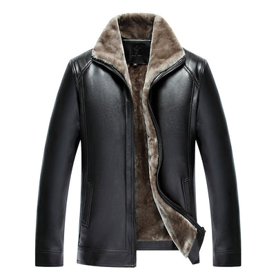 Chaqueta de Cuero Grueso Casual para Hombre con Forro de Algodón - Image 3