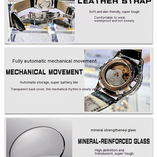 Reloj Mecánico Automático Hombre Cielo Estrellado con Cristales Luminosos Resistente al Agua - Image 8