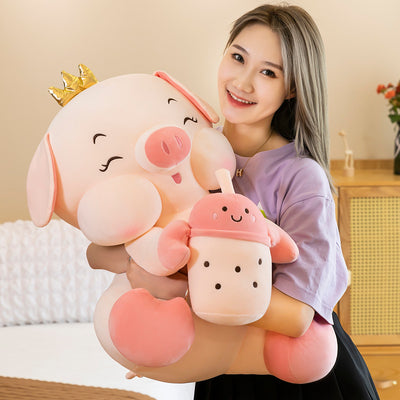 Peluche Gigante Muñeca Cerdita con Biberón - Almohada Suave - Image 4
