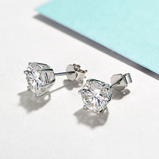 Aretes de Diamante Moissanita 925 Plata 1 Quilate Color D 6 Puntas - Image 10