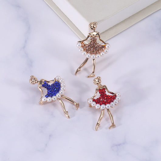 Broche Bailarina con Perlas y Cristales - Accesorio Deportivo para Mujeres