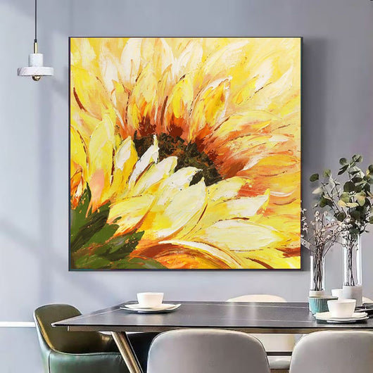 Cuadro Abstracto Girasoles Óleo sobre Lienzo Pintura Moderna Decoración Hogar Oficina - Image 8