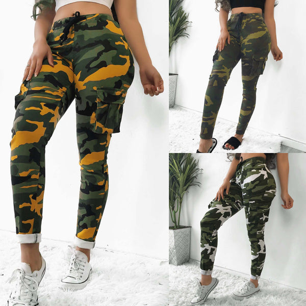 Pantalones Casuales Camuflaje Talla Grande para Mujer - Otoño Invierno