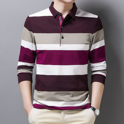 Camisa de Manga Larga con Cuello Italiano a Rayas - Image 5